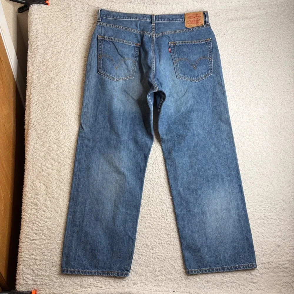 Y2K Levis 569 Loose Straight Jeans Mens 36x30 Blue Baggy Denim great FADE